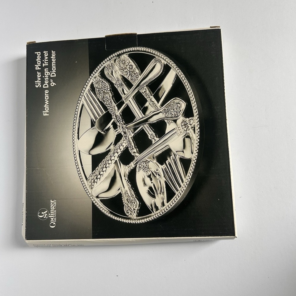 Godinger Silver Art Silver Plated Flatware Design Trivet 9 Inch Round Beaded
